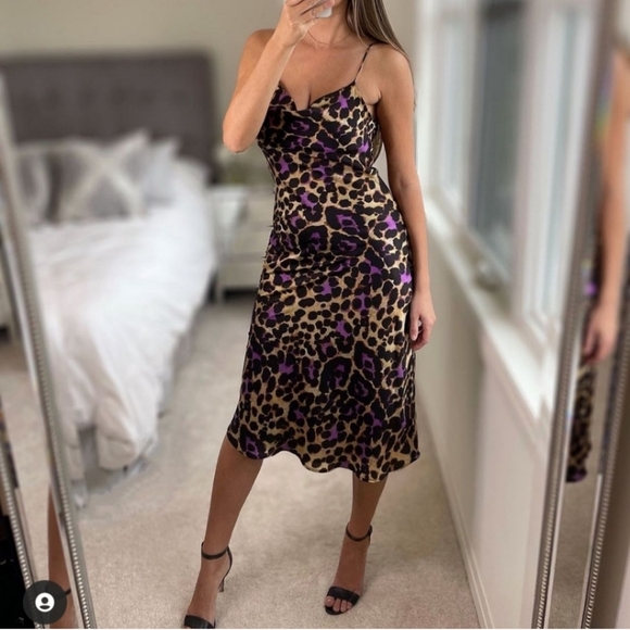 Zara Satin Effect Leopard Print Dress - Picture 10 of 15